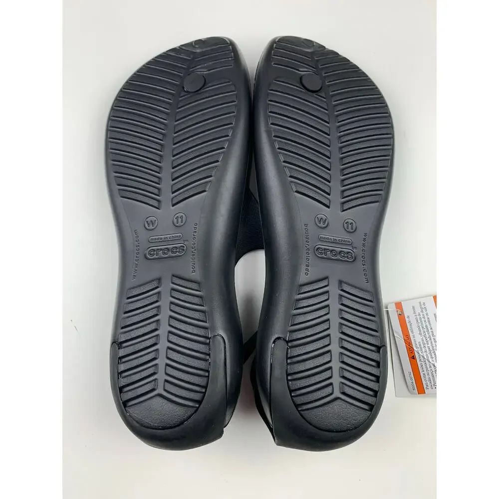 New Crocs Sexi Flip Sandals Slip On Black Sandals Thong 11354 Women's 11